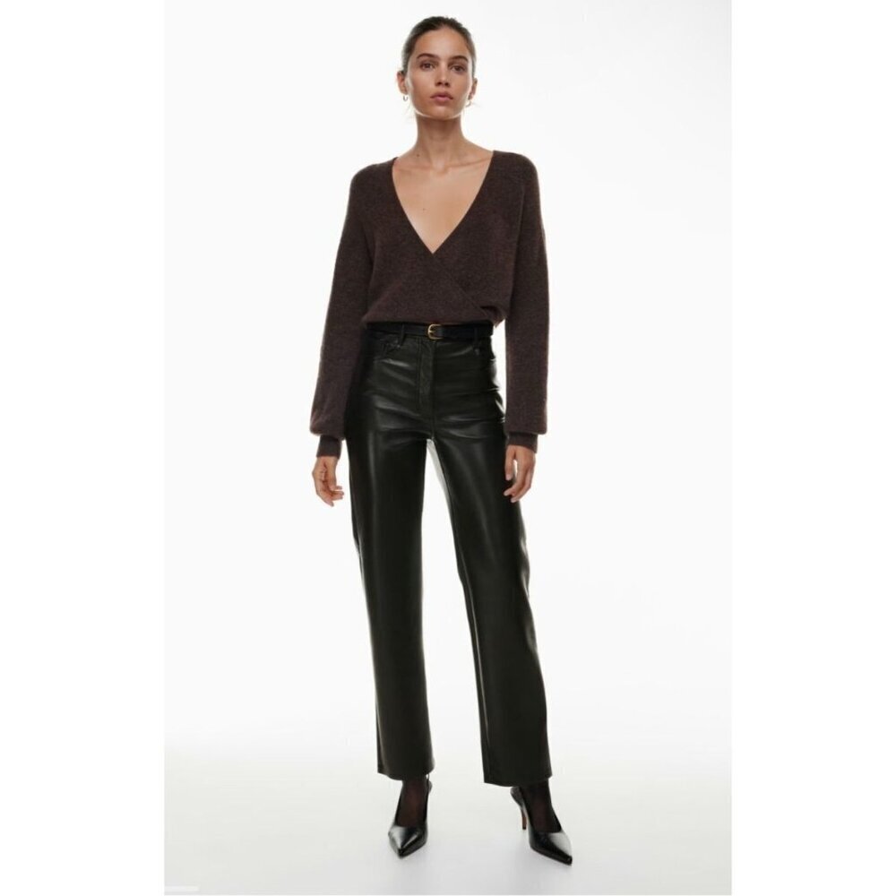 Aritzia Pants Size 4 Wilfred The Melina Pant Black Faux Leather‎ Straight Grunge